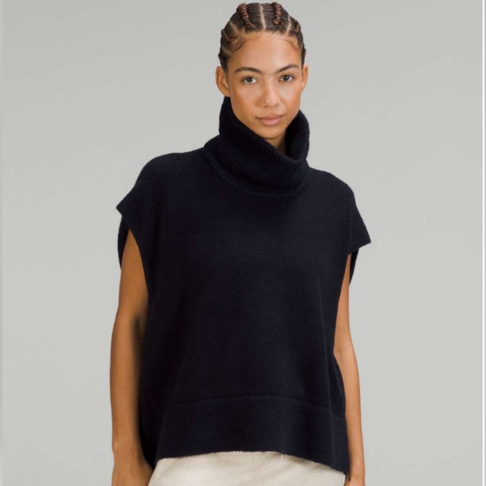 Lululemon Brushed Cotton Merino Blend Tunic Poncho True Navy Blue Size 8
